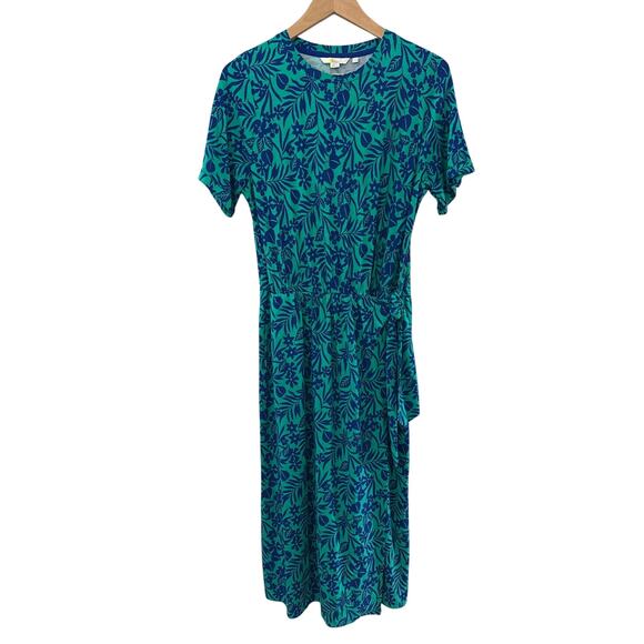 Boden Amanda Jersey Midi Dress Emerald Tropical Foliage Size 10 - Picture 4 of 11